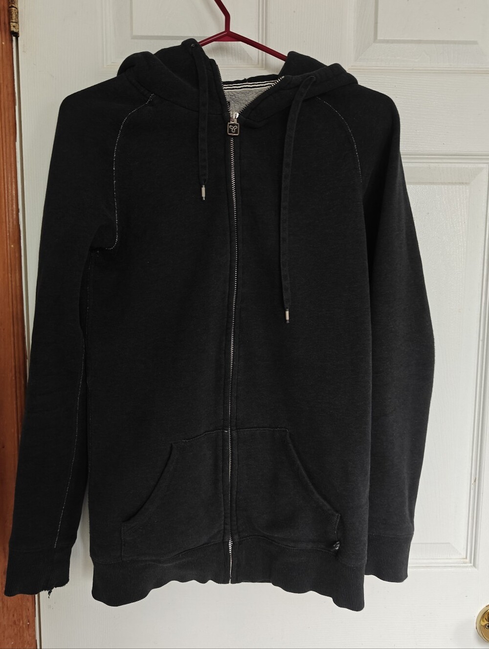 Aritzia TNA Charcoal With White Pipping Zip-Up Hoodie Sweater, X-small